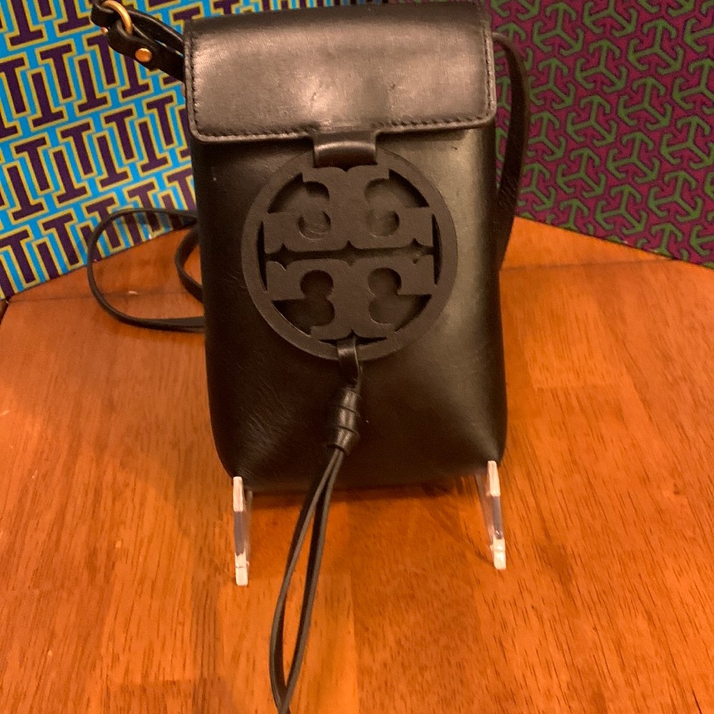 Tory Burch Miller Phone Crossbody Black EUC